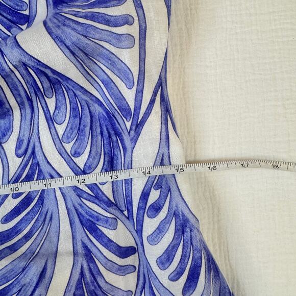 Magaschoni Linen Dress White Blue Summer Women’s 6 Cut Out Resort Wear Vacation - Picture 14 of 16